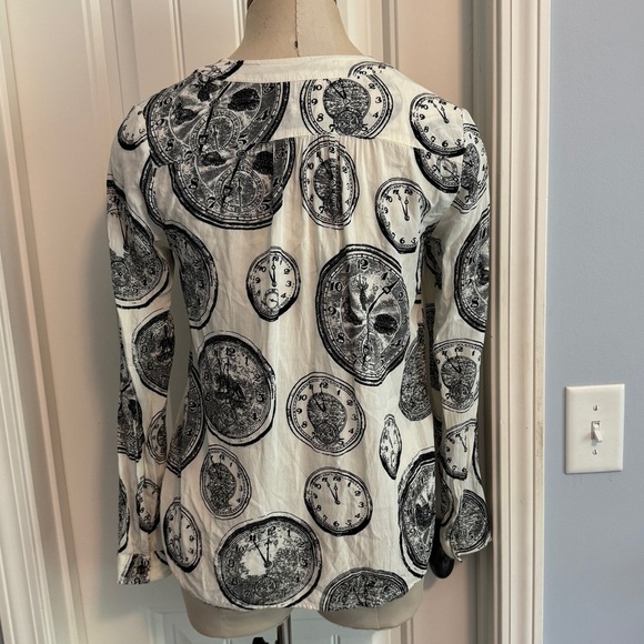 Conversations Anthropologie 2 Colloquial Clock Button Top Blouse 27 of 52 - Picture 3 of 8